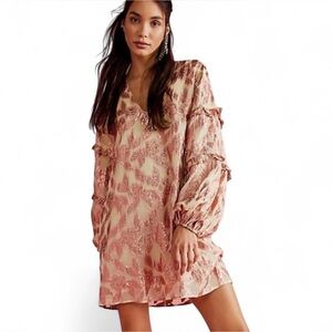 Free People x Jens Pirate Booty Rising Star Shimmer Rose Gold Ruffle Dress